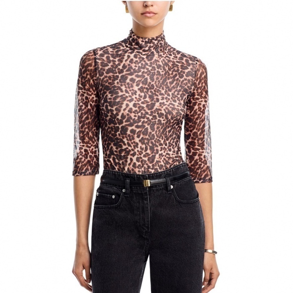 Generation Love Milo Leo Mesh Bodysuit Leopardess Mock Neck K00354436‎ XL